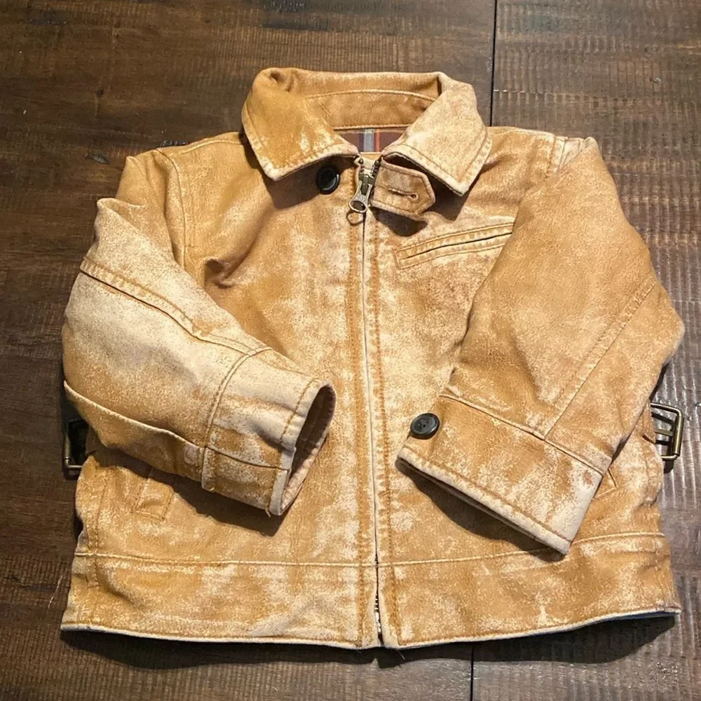 BABY GAP DISTRESSED FAUX LEATHER JACKET- SZ 18-24M